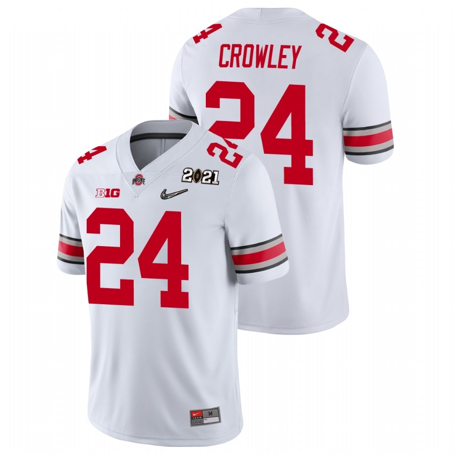 Ohio State Buckeyes Men's NCAA Marcus Crowley #24 White Champions 2021 National College Football Jersey BHB7649EH